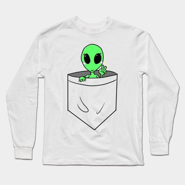 Pocket Cryptid: Alien Long Sleeve T-Shirt by Bluejayluvsall